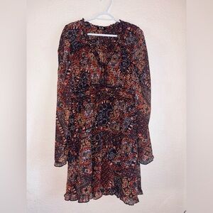 Miss Me Vibrant Paisley Long Sleeve Dress